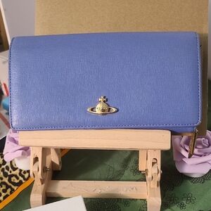 Vivienne Westwood Periwinkle Wallet with Gold Accents